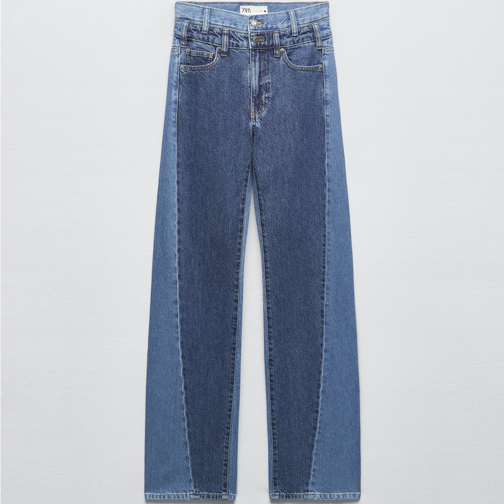 CONTRASTING HIGH-WAISTED ZW STRAIGHT LEG JEANS